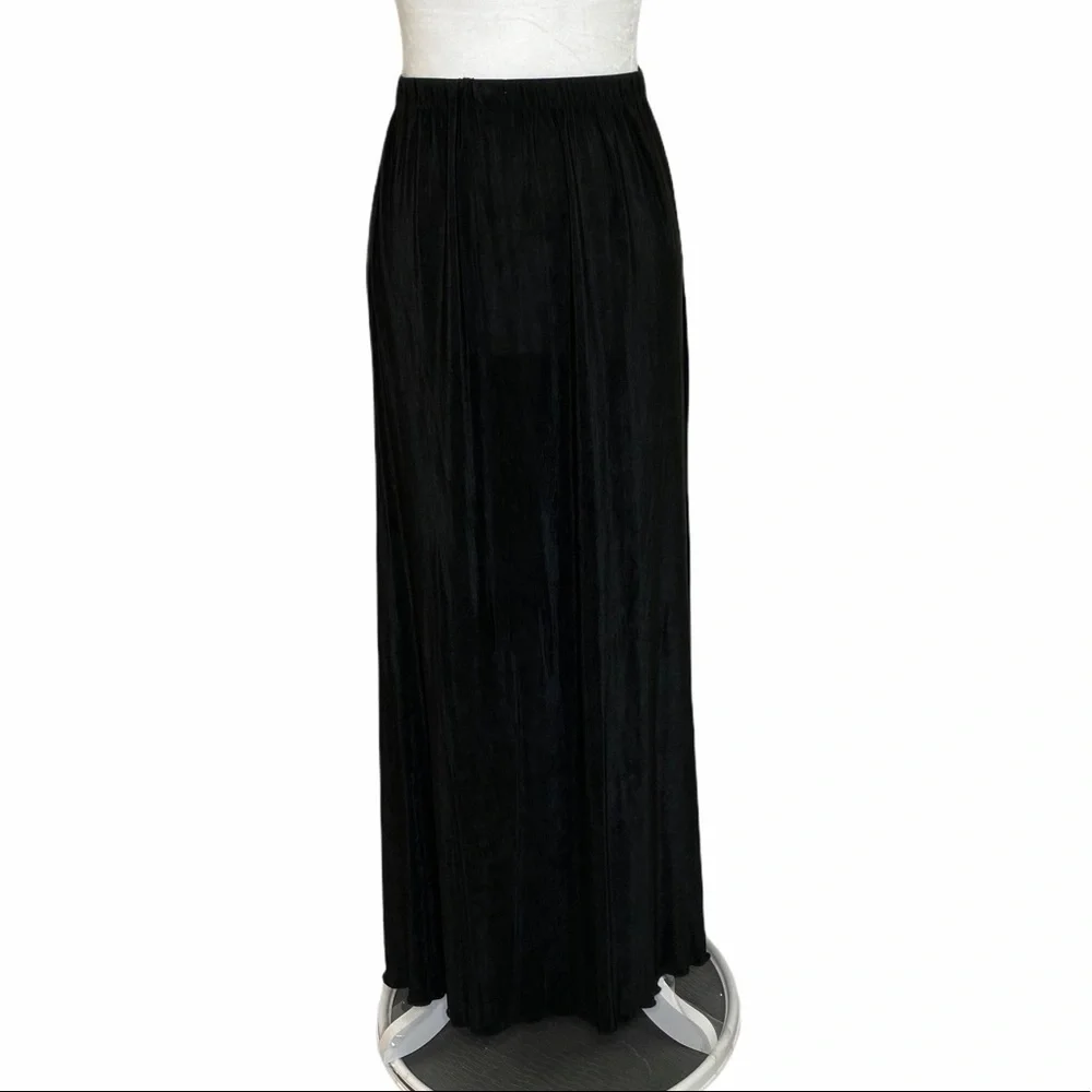 BLUE FISH Black Boho Lagenlook Art to Wear Maxi Skirt